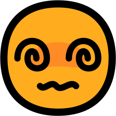 a round emoji yellow dizzy face.
